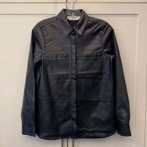 Soft black faux leather shirt.